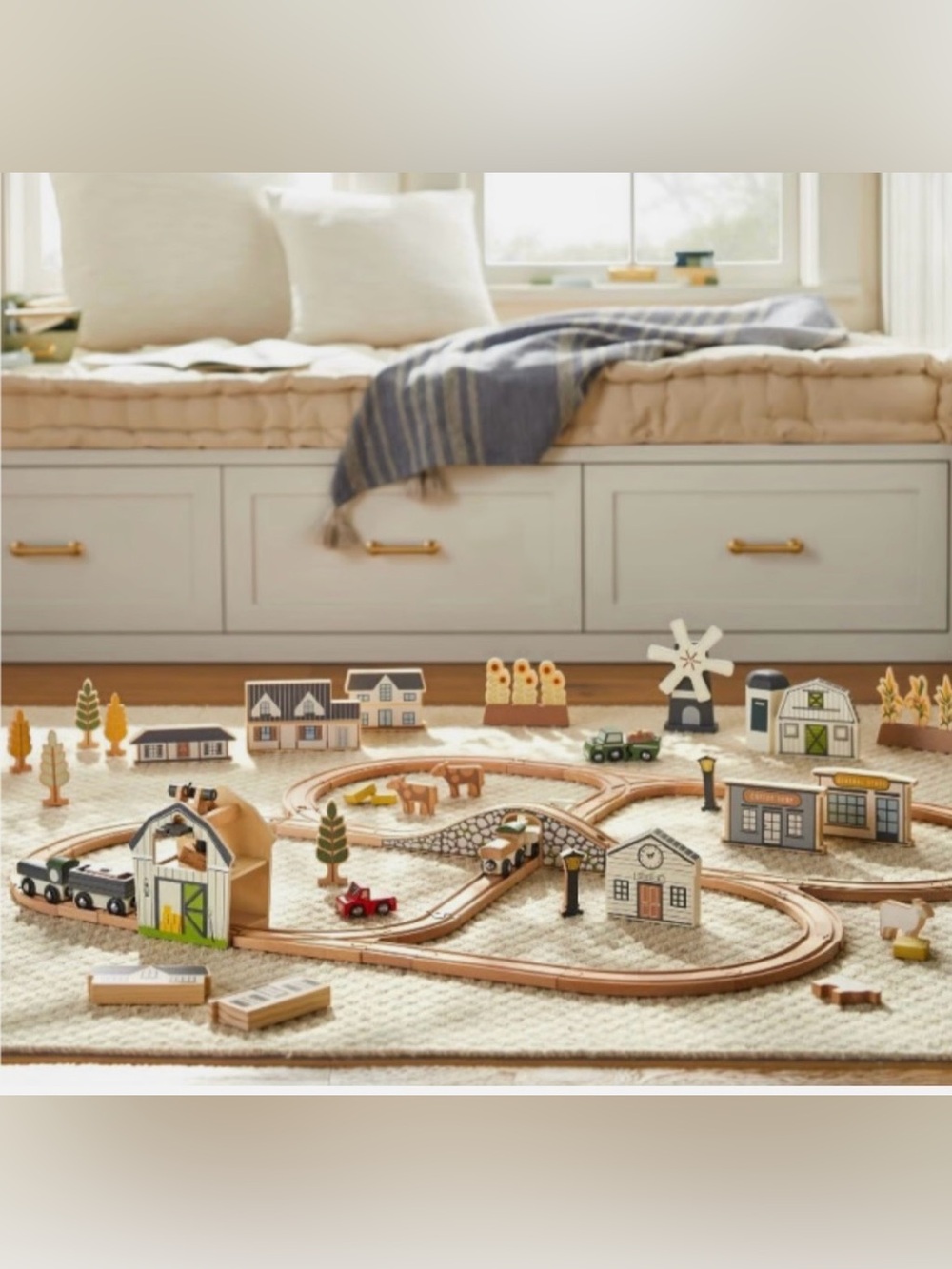 NEW Hearth & Hand with Magnolia Toy Train Track Set 84pc Ages 3 and up - Picture 3 of 6